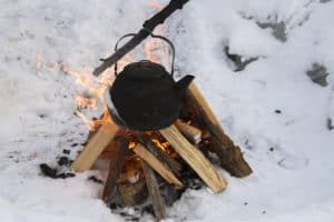 winter campfire cooking