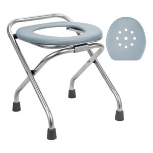BLIKA Stainless Steel Folding Commode Portable Toilet Seat