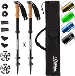 Foxelli Aluminum Trekking Poles – Collapsible, Lightweight, Aluminum 7075 Hiking Poles