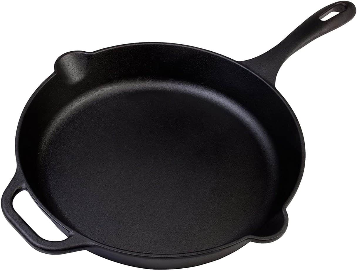 Victoria Cast Iron Skillet Large Frying Pan with Helper Handle