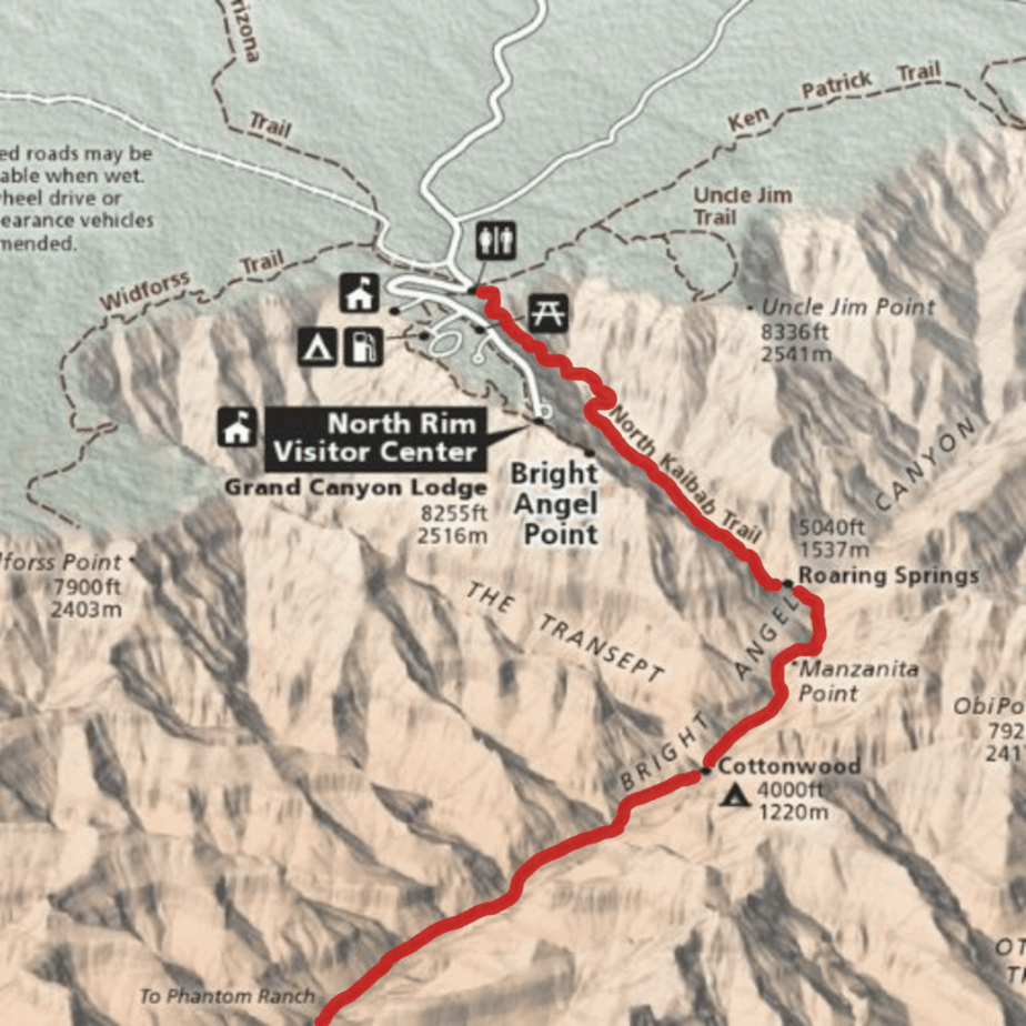 North Kaibab Trail Map